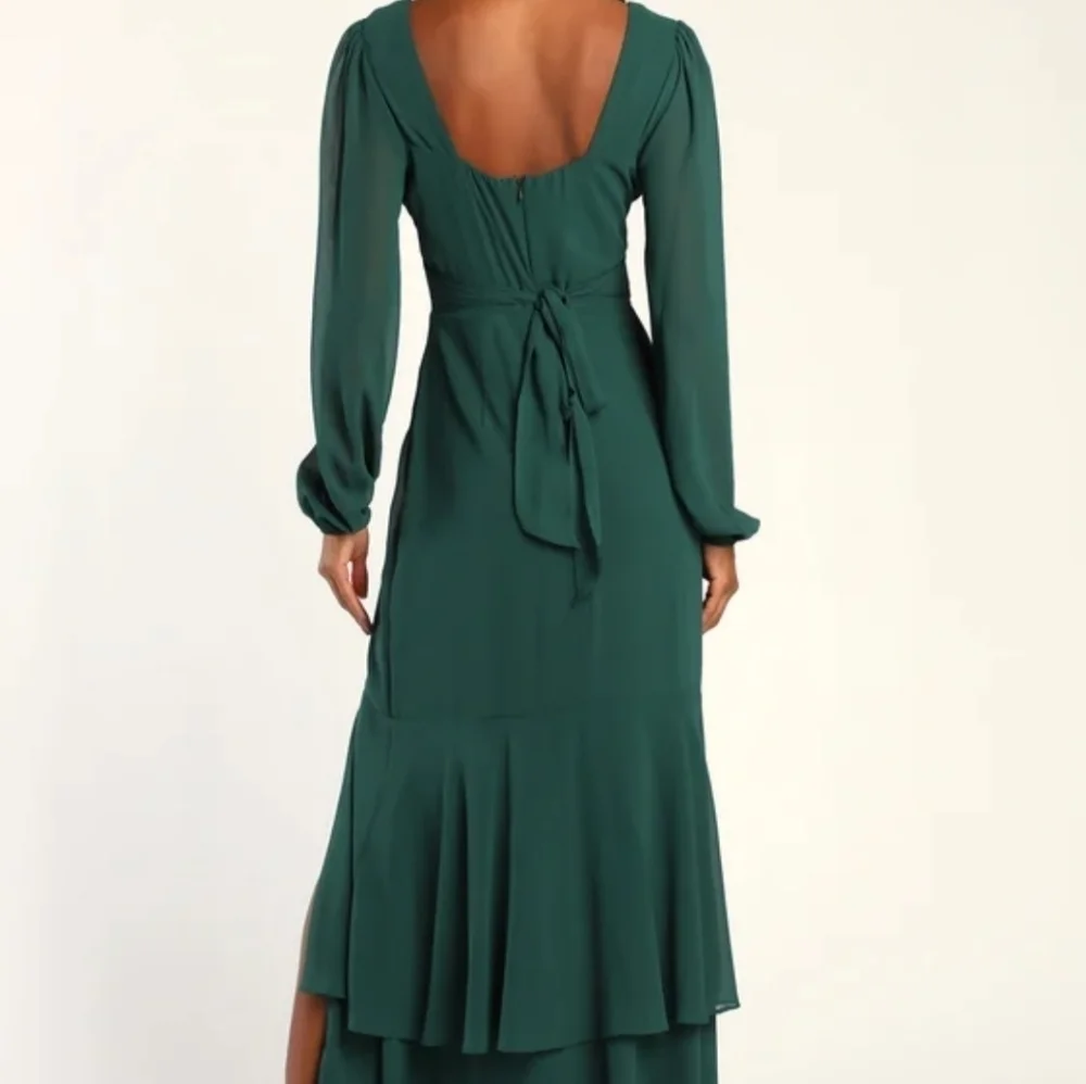 NWOT Lulu's Hunter Green Long Sleeve Tiered Maxi Dress Size 2X=20/22 - Picture 3 of 6